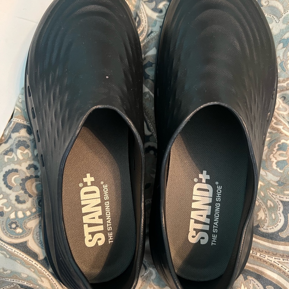 Stand+ Black Slip-On Shoes